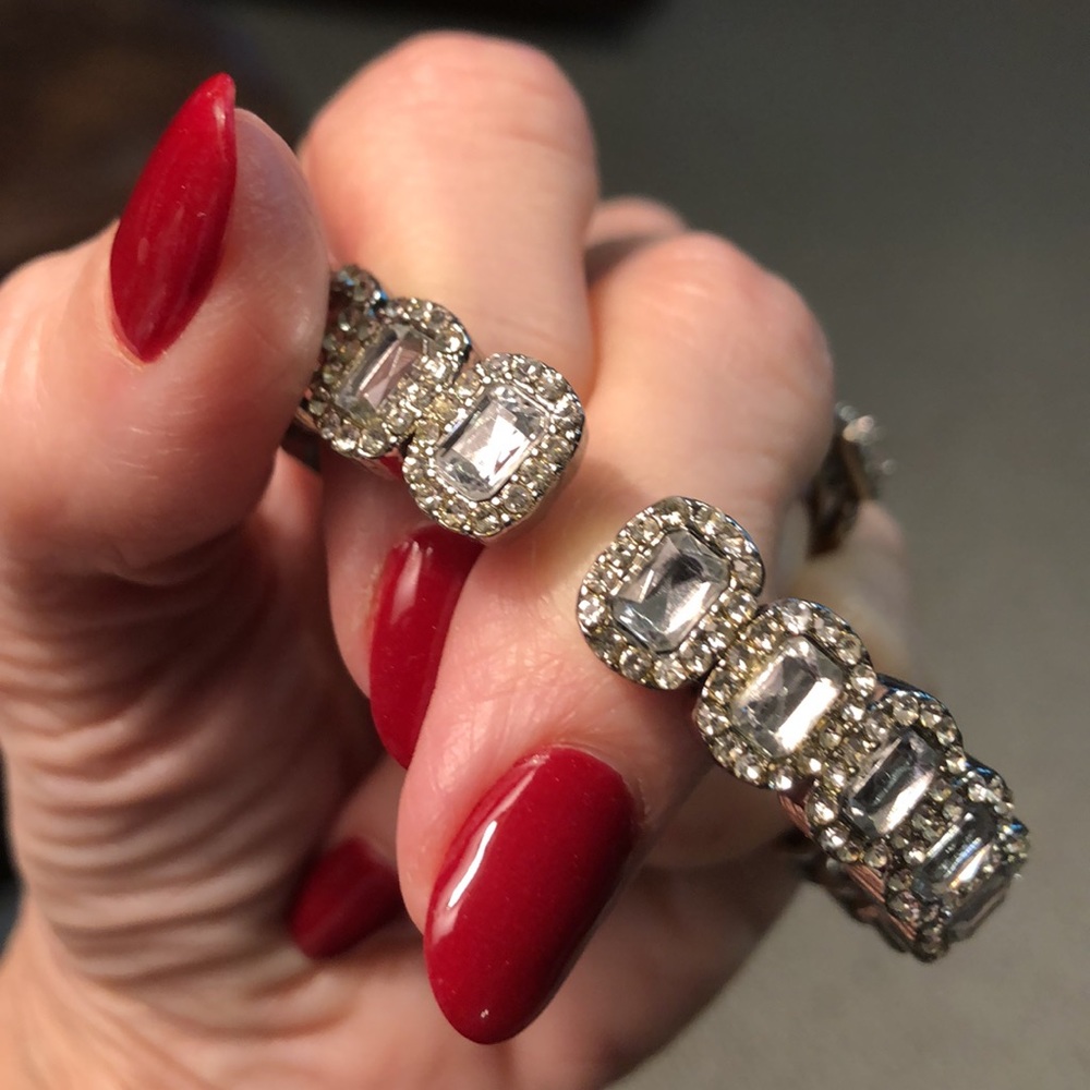 💃Silver Clear Crystals & Rhinestone Bracelet